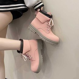 Lolita Boots Lace Up Women's Rubber Shoes Rain Boots-Women Round Toe Luxury Designer 2022 Rock Ladies Fashion Ankle Autumn Med S L230704