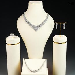 Necklace Earrings Set Ring Bracelet Jewellery Accessories Four-piece Wedding Bride High-end Zircon Pro