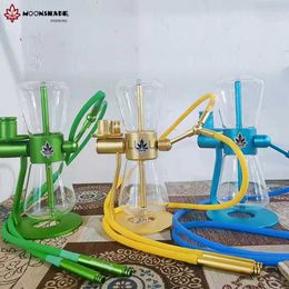MOONSHADE New Design Double Hose Hourglass Gravity Hookah Set 360 Rotating Water Cycle Narguile for Smoking Shisha Accessories HKD230809