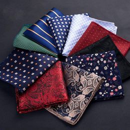 Luxury Men Handkerchief Polka Dot Striped Floral Printed Hankies Polyester Hanky Business Pocket Square Chest Towel 23 23CM305G