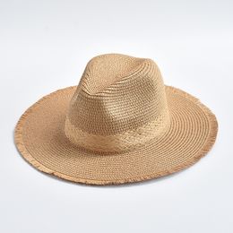 New Natural Panama Straw Hat for Men Women Summer Holiday Wide Brim Beach Sun Hat Wholesale
