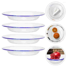 Dinnerware Sets 4 Pcs Circle Tray Enamel Plate Steamed Dish Plates Steaming Fruit Fruits Dishes Household Holder White
