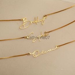 Pendant Necklaces Personalised Gold Name Necklace with Box Chain Custom Name Necklace Handmade Jewelry Personalised Birthday Gift for Her Mom J230809