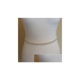 Sashes Beaded Ribbon Belt New Vintage White Bridal Dress Rhinestone Sash Pearl Drop Delivery Party Events Accessories Dhplz