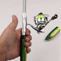 Rod Reel Combo Drop 1 4m Carbon Portable Mini Fish Shape Telescopic Fishing Spinning Kits 230809