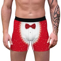 Underpants Mens Lingerie Christmas Underwear Boxer Briefs Male Printed Gay Homme Panties Elastic Wide Waistband Holiday Shorts