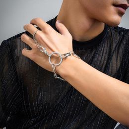 Link Bracelets Punk Big Casp And Circle Men Trendy Waist Finger Thick Hand Chains 2023 Fashion Jewellery Accessories Male Gifts