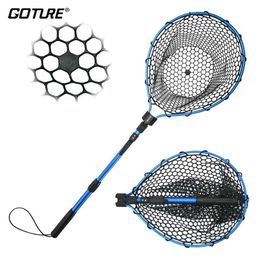 Fishing Accessories Goture Fly Landing Net Catch and Release Trout Aluminum Alloy Frame Extendable Blue 230808