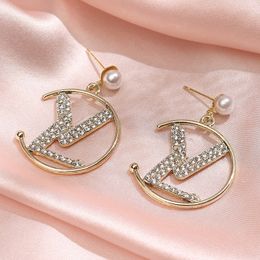 Designer Earrings Brand Letter Stud Earrings Luxury Earring Women Crystal Rhinestone Pearl Earring Jewelry Accessories Mixed 20 Style