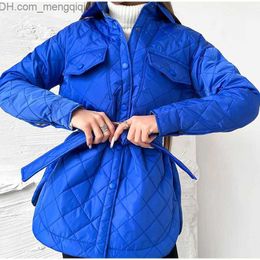 Women's Down Parkas Women's Parkas Solid 2022 Winter Fashion Coat Thick and Warm Women's Casual Coat with Belt Women's Elegant Tie Jacket Z230809