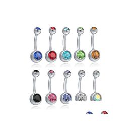 Navel Bell Button Rings Stainless Steel Belly Crystal Hypoallergenic Body Piercing Bars Jewlery For Womens Bikini Fashion Jewellery Dr Dhihc