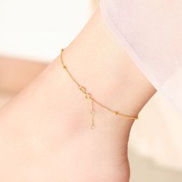 Anklets XF800 Genuine 18K Gold Anklet Pure AU750 Yellow White Rose Gold Fine Jewelry for Women Luxury Gift J500 230808