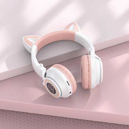 Bo18 Head-Mounted Bluetooth Headset With Cat Ears Wireless Soft Cute High-Quality Sports Game Headphones Cute Girl Gift HKD230809