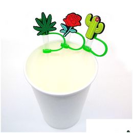Drinking Straws Custom Plants Sile St Toppers Accessories Er Charms Reusable Splash Proof Dust Plug Decorative 8Mm Drop Delivery Home Garde
