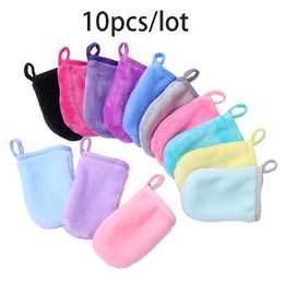 Makeup Tools 10 Pieces Professional Microfiber Face Cleansing Gloves Reusable Cloth Pads Remover Glove Mitts Tool Unisex 230808