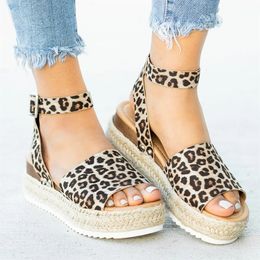 Sandals Women Sandals Plus Size 43 Wedges Shoes Woman Chunky Heels Sandals Summer Shoes Casual Leopard Platform Sandals Chaussures Femme 230809