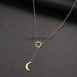 Pendant Necklaces 2022 New Stainless Steel Sun Totem And Moon Necklace For Women Fashionable Exquisite Summer Must-Have Party For Friend Jewellery J230809