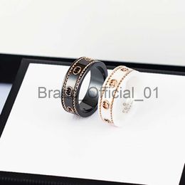 ring pottery and porcelain men Jewlery Designer for Women womens rings Anniversary Gift G double black-and-white ceramic ancient ring 18K gold x0809