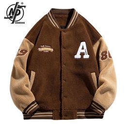 Mens Jackets Autumn Lambswool Baseball Jacket Men Warm Bomber Streetwear Fashion Letter Embroidery Fleece Varsity Coat Unisex 230809