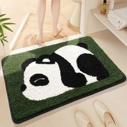 Cartoon Panda bathroom flocking absorbent mat cute household bathroom thickened non-slip mat entry door carpet HKD230809