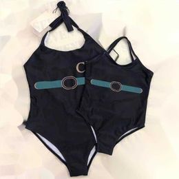 Women's Swimwear Classic Letter Summer Swimwear One Piece Kids Girls Swimsuit Outdoor Vacation Mother and Suit