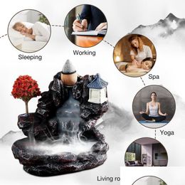 Fragrance Lamps Incense Waterfall Burner Backflow Innovative Resin Sandalwood For Home Office Zen Decor Drop Delivery Garden Fragrance Dhq16