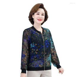Women's Jackets Sunscreen Jacket 2023 Spring And Summer Temperament Womens Ice Silk Printed Top Western-style Loose Baseball Uniform
