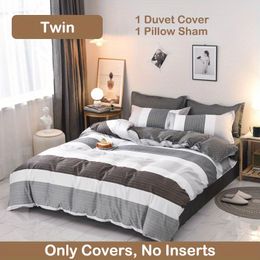 Bettwäsche-Sets dreiteils Streifen Quilt Cover Kissenbezüge Luxus cooler atmungsaktiv