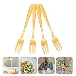 Dinnerware Sets 4 Pcs Cake Fork Fruit Forks Metal Tableware Party Tabletop Three Prong Toothpicks Kids Cutlery Stainless Steel