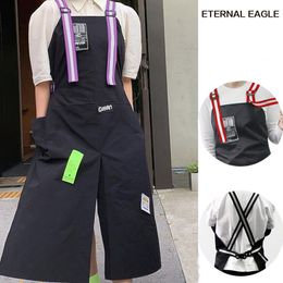 Aprons Fashion Nylon Waterproof Apron Coffee Shop Hairdresser Florist Work Clothes Long Slit Adjustable Nail Salon 230809