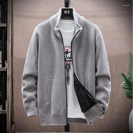 Men's Sweaters Men Cardigans Sweater Autumn Winter Half High Collar Zipper Casual Knitted Solid Coat Jacket Korean Fashion Clothing