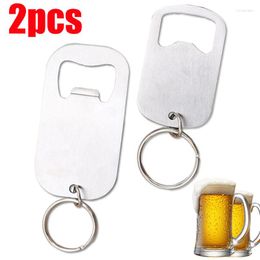 Keychains 2pcs Stainless Steel Flat Speed Bottle Cap Opener Key Ring Remover Bar Home El Professional Beer Chains