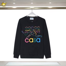 Mens Hoodies Sweatshirts Casual Men Woman CASABLANCA Tennis Colourful Letter Print Fashion Crewneck Pullover Black White 230808