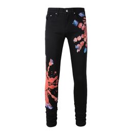 Mens Jeans Arrivals Black Streetwear Fashion Slim Printed Graffiti Skinny Stretch 230809