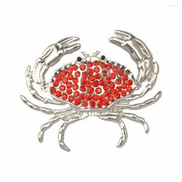 Brooches MZC Arrival Lovely Crab Brooch Pin Gold-color Sweater Collar Clip Bijouterie Red Strass Brosh For Women Shirt Gorro Joyas