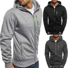 Men's Hoodies Sweatshirts Harajaku Men Modis Sports Long Sleeve Zipper Cotton Male Winter Casual Solid Black 230809