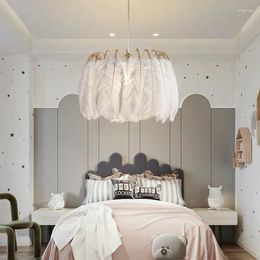 Pendant Lamps Bedroom Chandelier Cosy And Romantic Nordic Designer Feather Creative Personality Simplicity Room Ins Style
