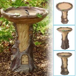 Garden Decorations Garden-Inspired Full-Size Birdbath Wood-Look Resin Landscape Accent For Home And