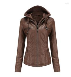 Women's Jackets Spring Jacket Women Hoodies Autumn Motorcycle Black Outerwear Faux Leather PU Basic Coat