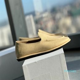 Designer Runway Shoes The Row Loafers Genuine Leather Grained Loafers Original Box Fashion Designer Row Shoes Size 35-39