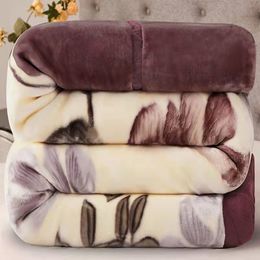 Blanket Soft Winter Quilt For Bed Printed Raschel Mink Throw Twin Full Queen Size Double Fluffy Warm Fat Thickened 230809