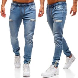 Men's Jeans Denim Pants Casual Frosted Zipper Sports Fashion For Men Streetwear Large Size Full Length Trousers