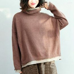 Women's Sweaters Mferlier Women Winter Sweater Turtleneck Lady Female Tops Oversized Korean And Pullovers Batwing Sleeve Top