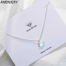 ANENJERY Silver Colour Blue Whale Pendant Necklace For Best Friends Forever Animal Gifts Wholesale S-N291 L230620