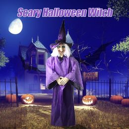 Other Event Party Supplies Halloween Decor Animated Purple Witch Hanging House Prop Decorations Led Eyes Home Decoration DecoraciN 230808