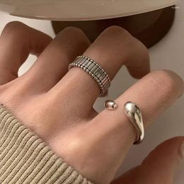 Cluster Rings Korean Trendy Asymmetry Adjustable Water Drop For Women Simple Geometric Irregular Gear Personality Jewellery Gifts