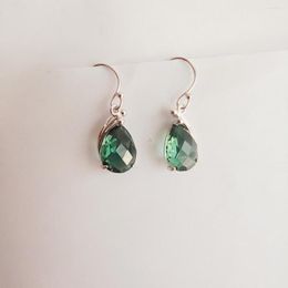 Dangle Earrings Fine Jewellery 925 Sterling Silver Natural Gemstone Green Crystal For Women Girl Party Birthday Booking Social Wedding