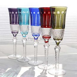 Crystal Flute Champagne Glasses Multicolor Wine Glass Cup Handmade Hand Carved Edo Kiriko Wedding Gift With Box 1PC HKD230810