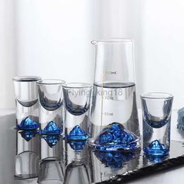 Crystal Liquor Vodka Shot Glass Blue Mountain Wine Glasses Whiskey Glass Spirits Japanese Sake Korean Soju Brandy Shot Cup HKD230809