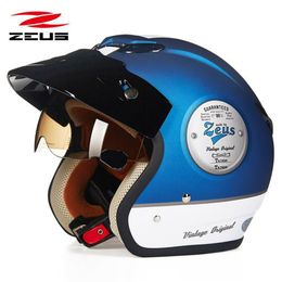 ZEUS 381c Retro half face motorcycle helmet scooter capacete open vintage face 3 4 helmet Electric locomotive motorbike261N